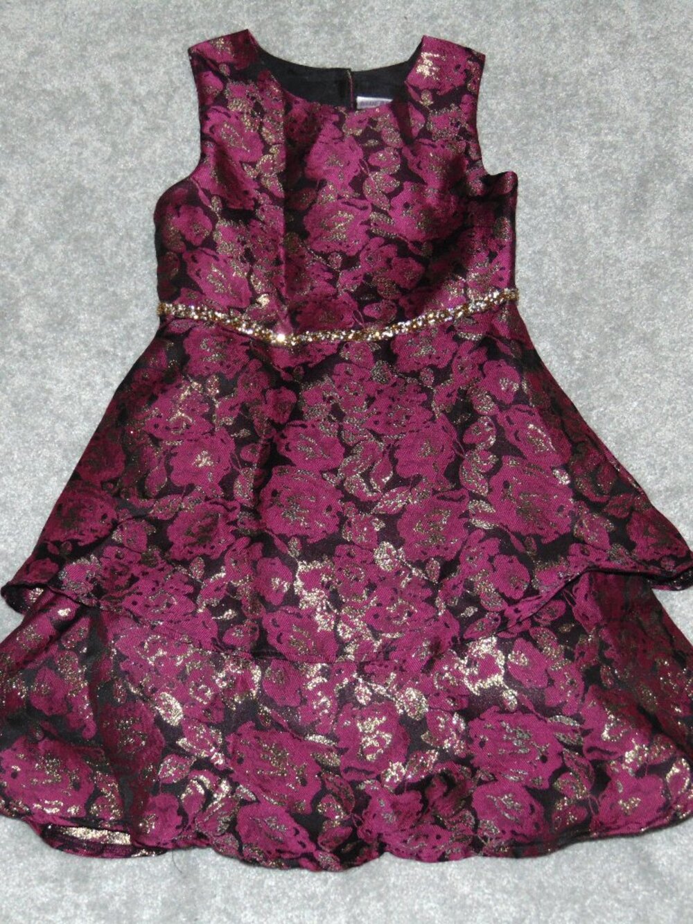 Blue Beri Boulevard Girls Dress Sleeveless 10 Pink Polyester Lined Floral Zip